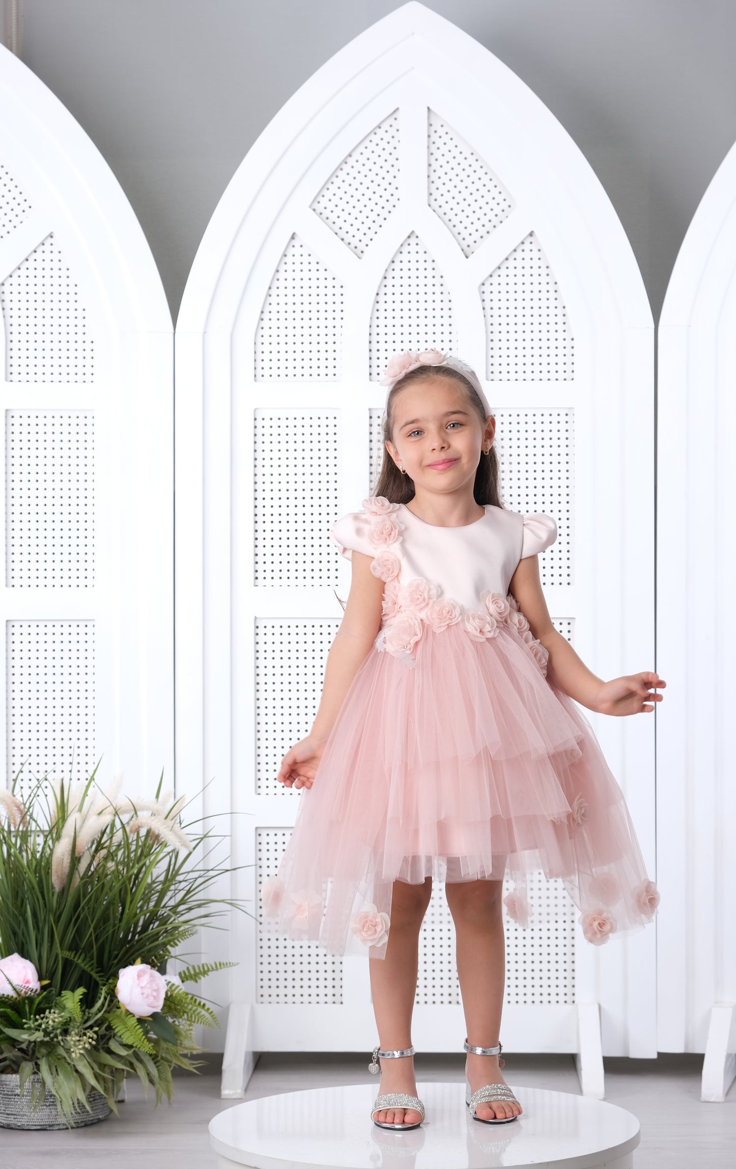 Evening Infant, Little Girl Dress with Matching Headband