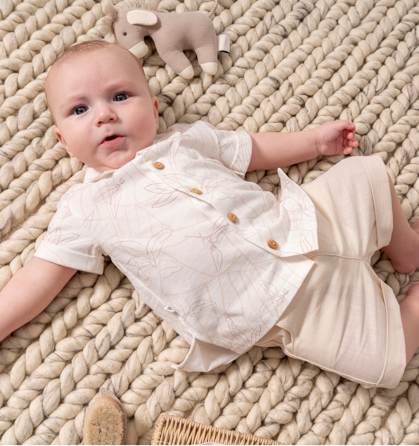 Infant Boys Button Down Shirt and Shorts Set – Summer Outfit 2 Piece