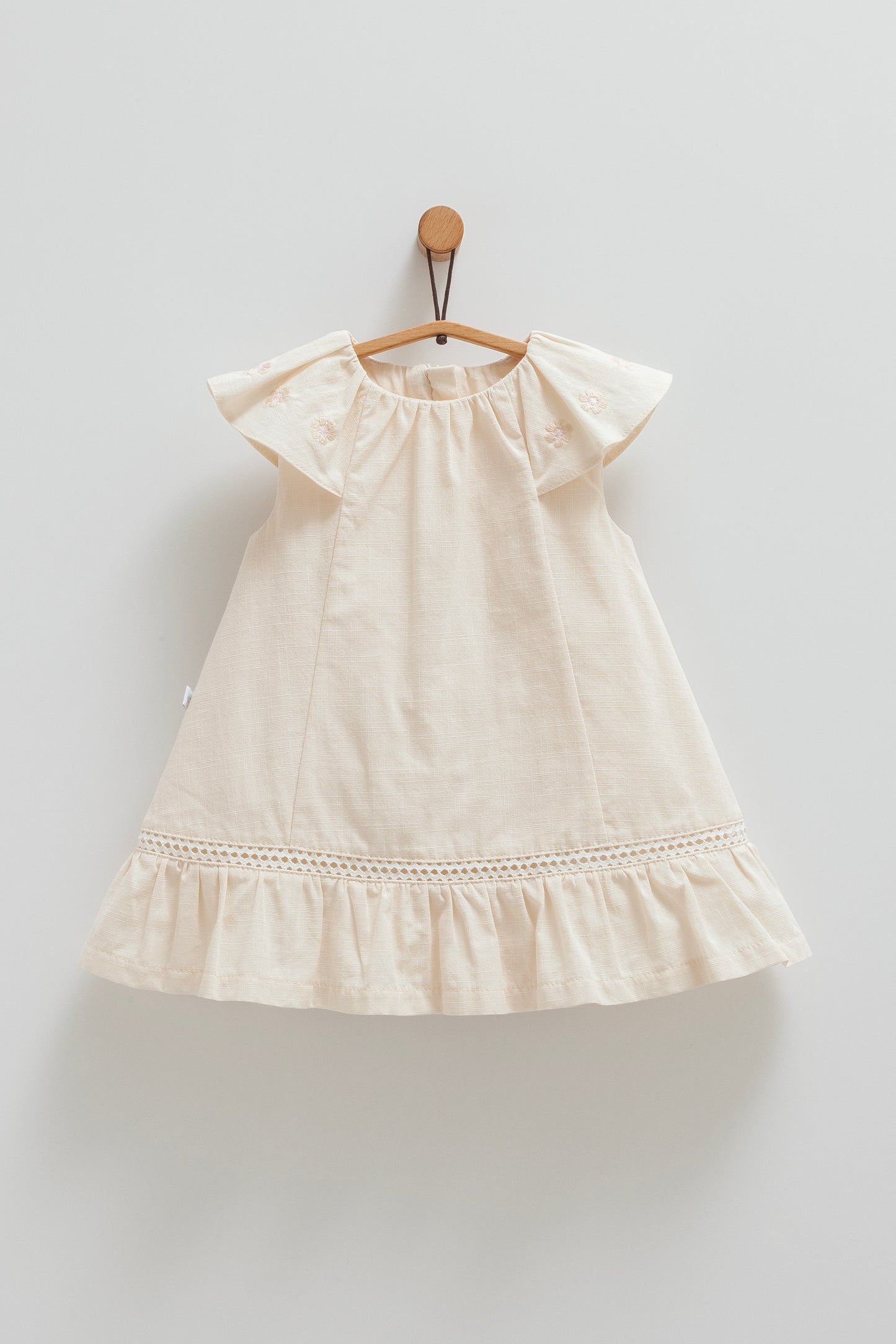 Beige Baby Girl Cotton Dress – Serena Collection by MalinaBaby | Soft, Breathable Summer Dress | Sizes 3–18 Months