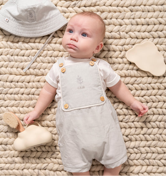 Baby Boys 2-Piece Overall Set – Cotton T-Shirt & Suspender Romper