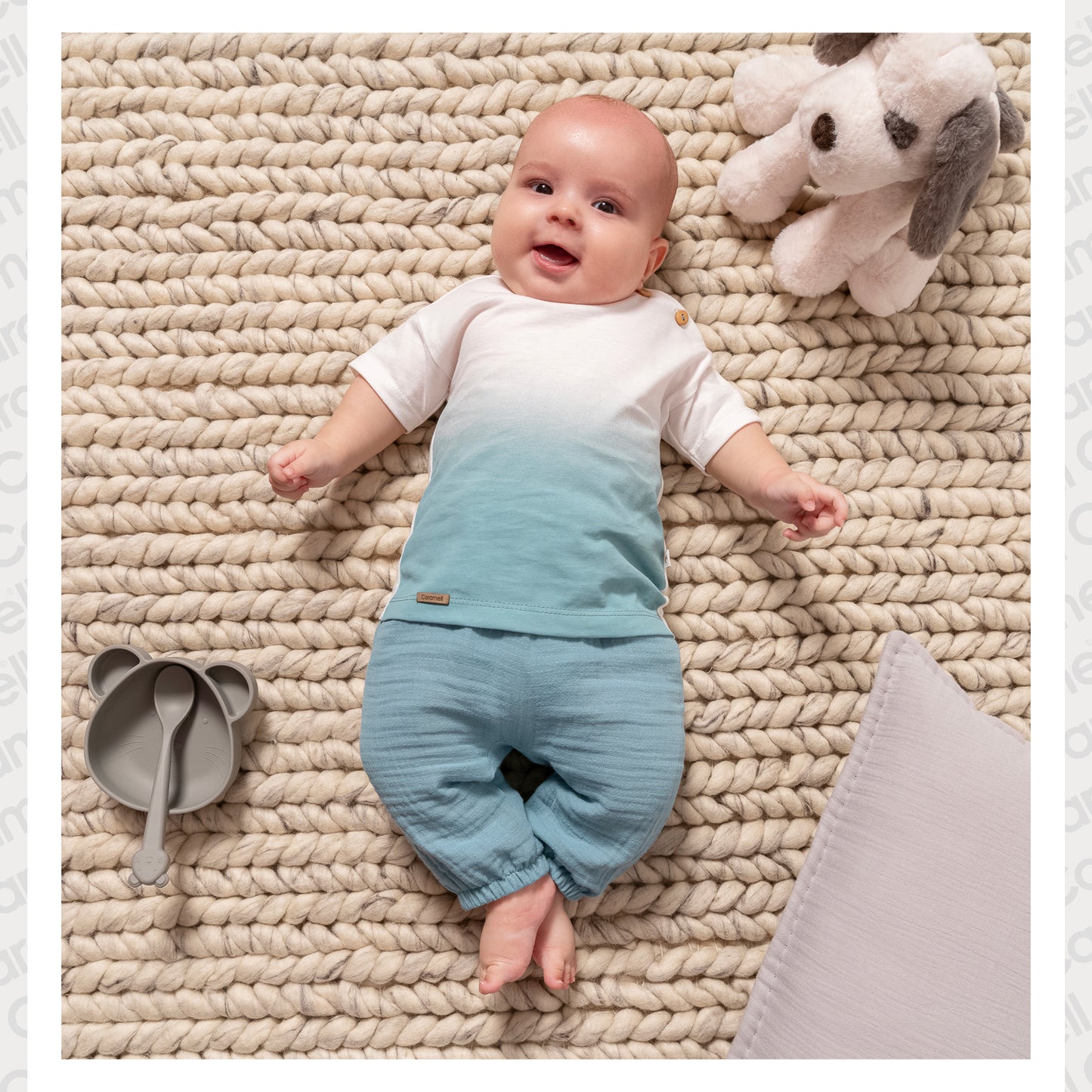 Infant Boys Ombre Cotton T-Shirt & Muslin Pants Set