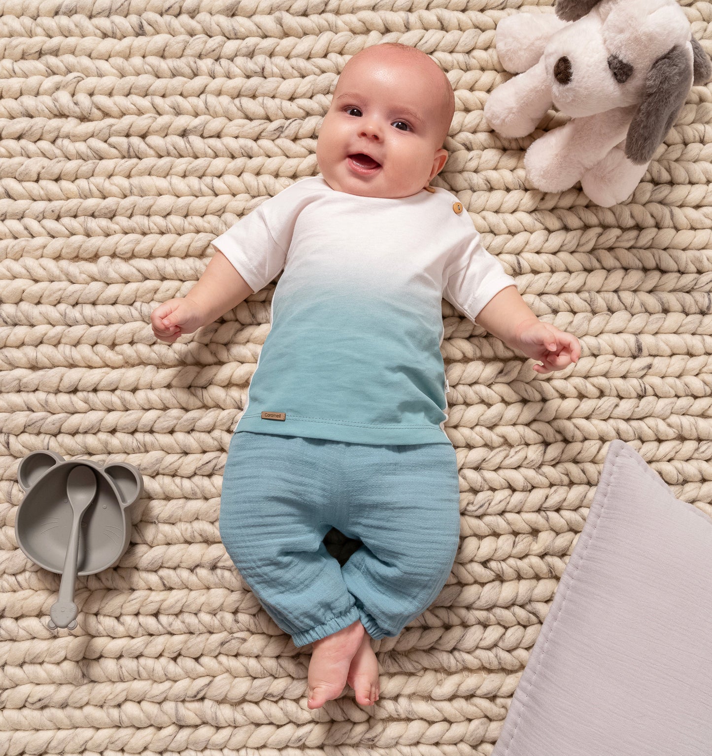 Infant Boys Ombre Cotton T-Shirt & Muslin Pants Set