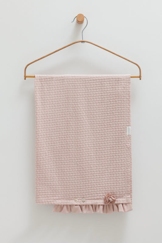 Powdered Pink Baby Blanket – 90x90cm Soft Cotton for Newborn to 12 Months