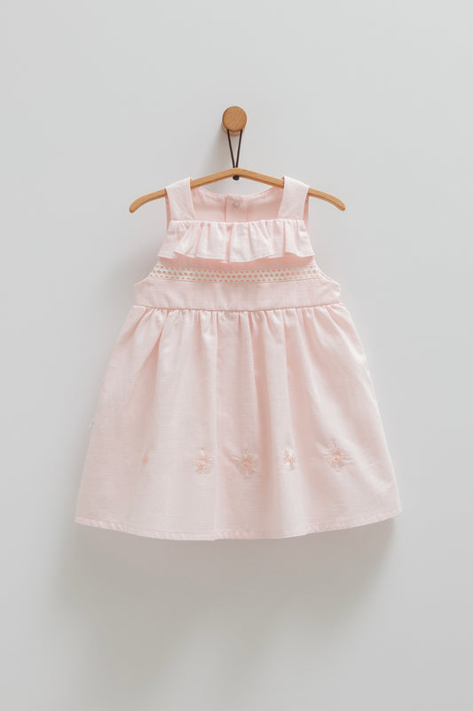Pink Baby Girl Cotton Dress – Serena Collection by MalinaBaby | Soft & Lightweight Summer Dress | Sizes 3–18 Months