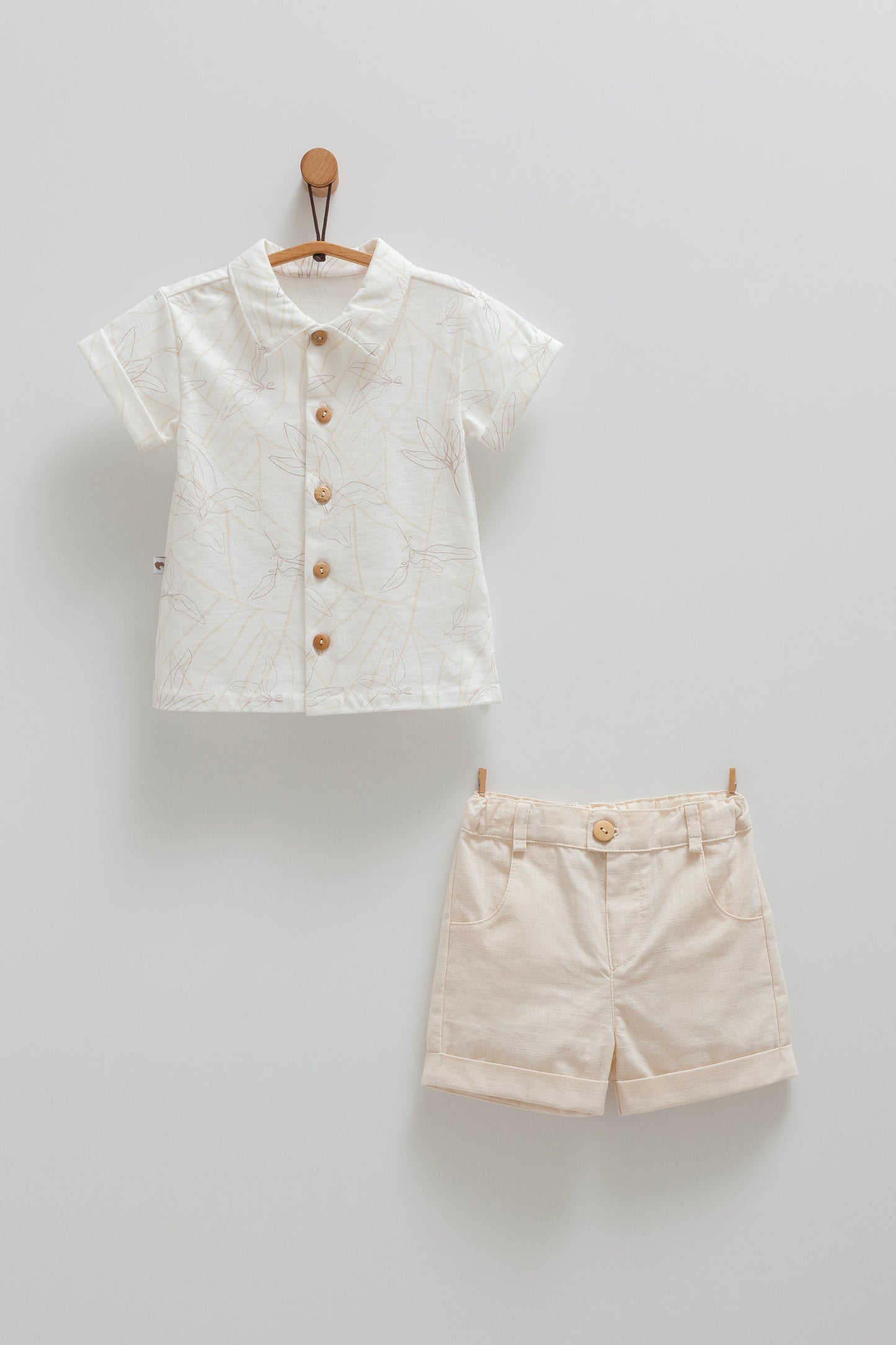 Infant Boys Button Down Shirt and Shorts Set – Summer Outfit 2 Piece