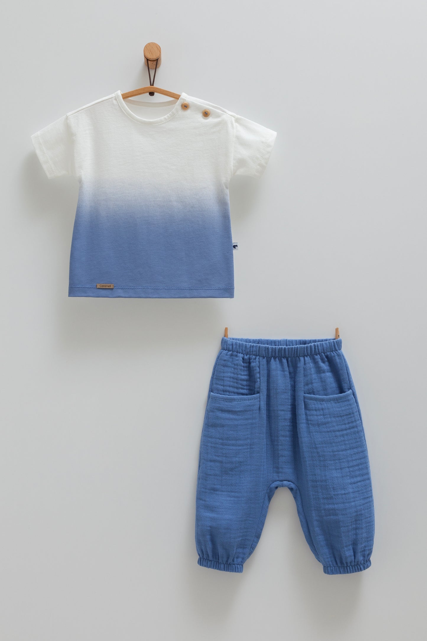 Infant Boys Ombre Cotton T-Shirt & Muslin Pants Set