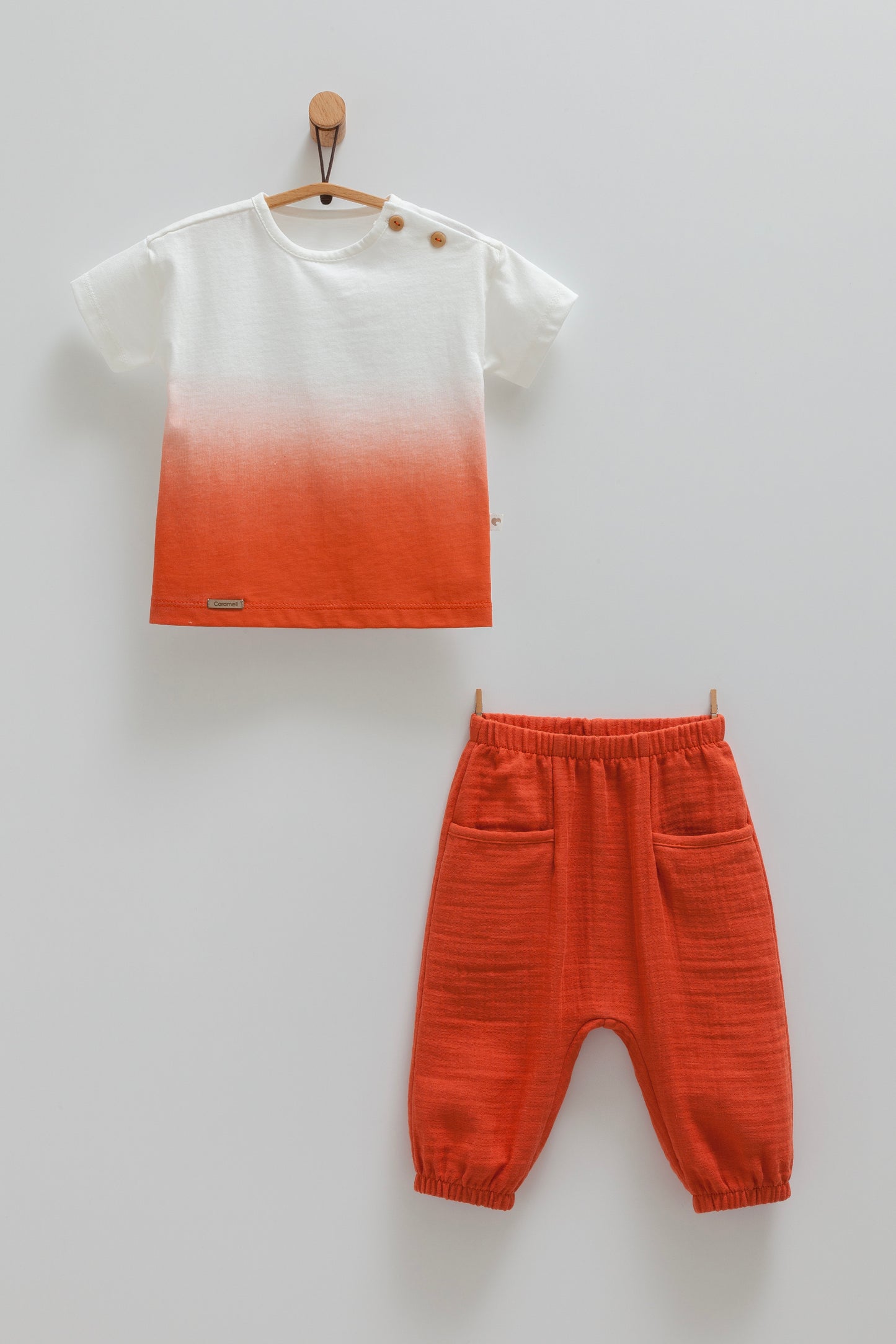 Infant Boys Ombre Cotton T-Shirt & Muslin Pants Set