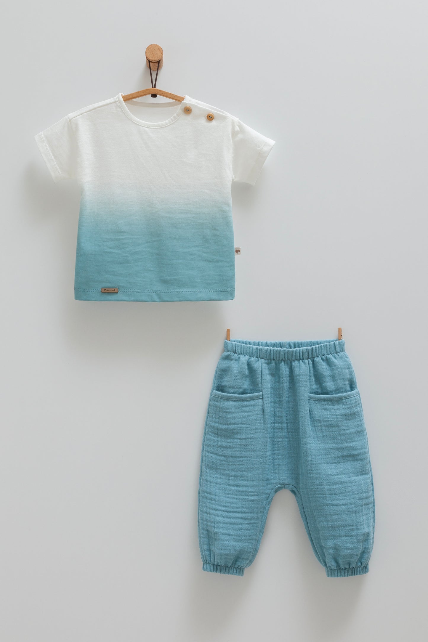 Infant Boys Ombre Cotton T-Shirt & Muslin Pants Set