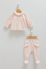 Girls 2-Piece Baby Outfit – Cotton Top & Suspender Pants Set